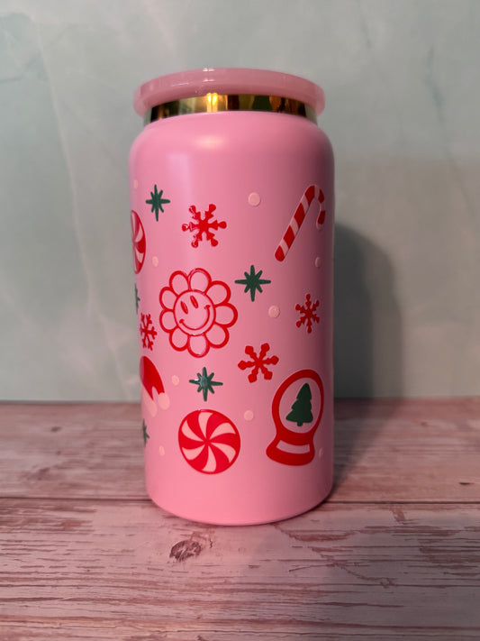 Holly Jolly Vibes Stainless Steel Can Cup