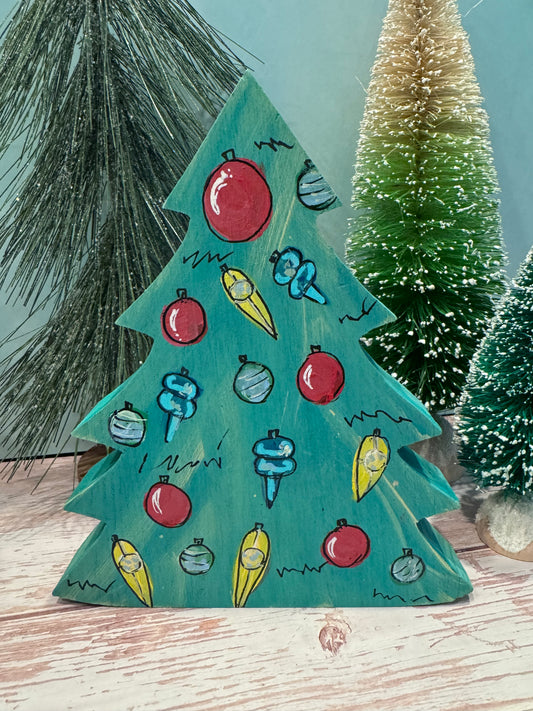 Hand painted Christmas Tree Tabletop Decor