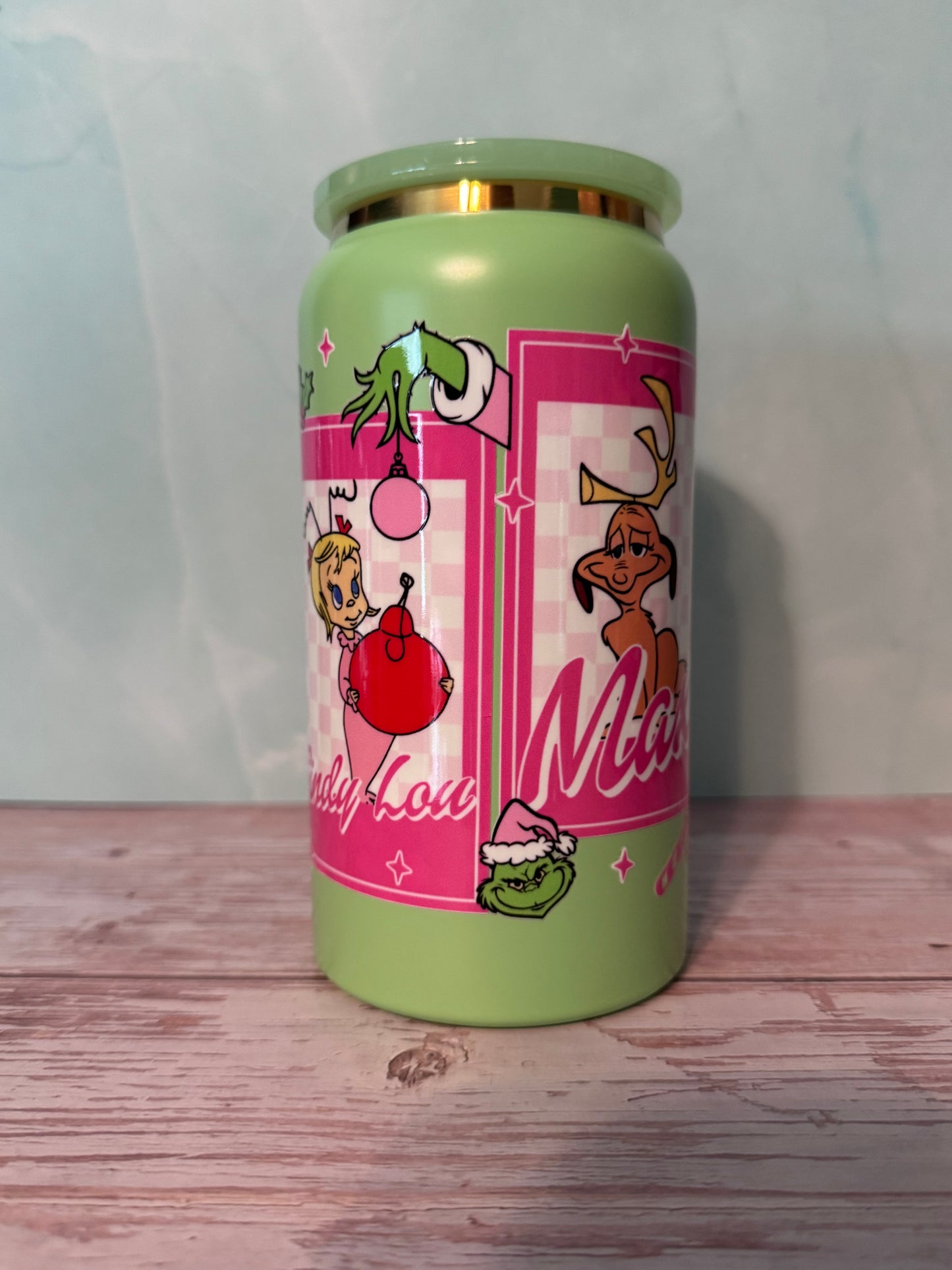 Pink Grinch Stainless Steel Can Cup