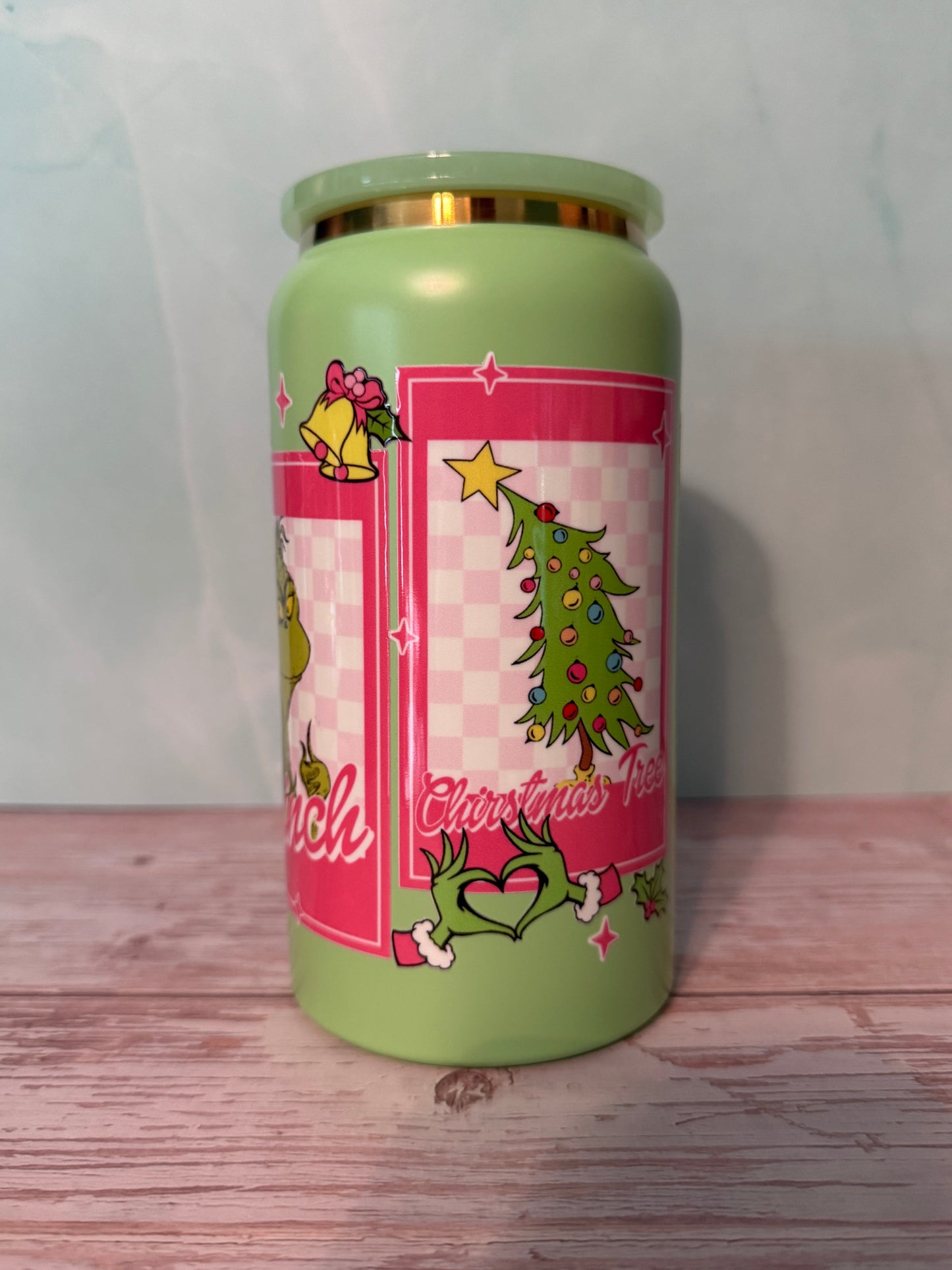 Pink Grinch Stainless Steel Can Cup