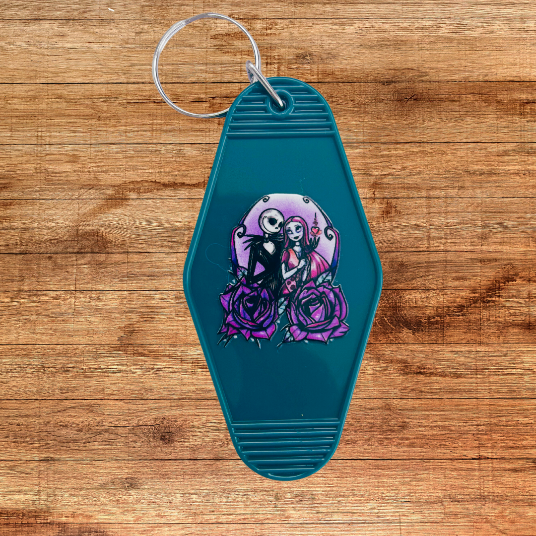 Jack and Sally Motel Keychain