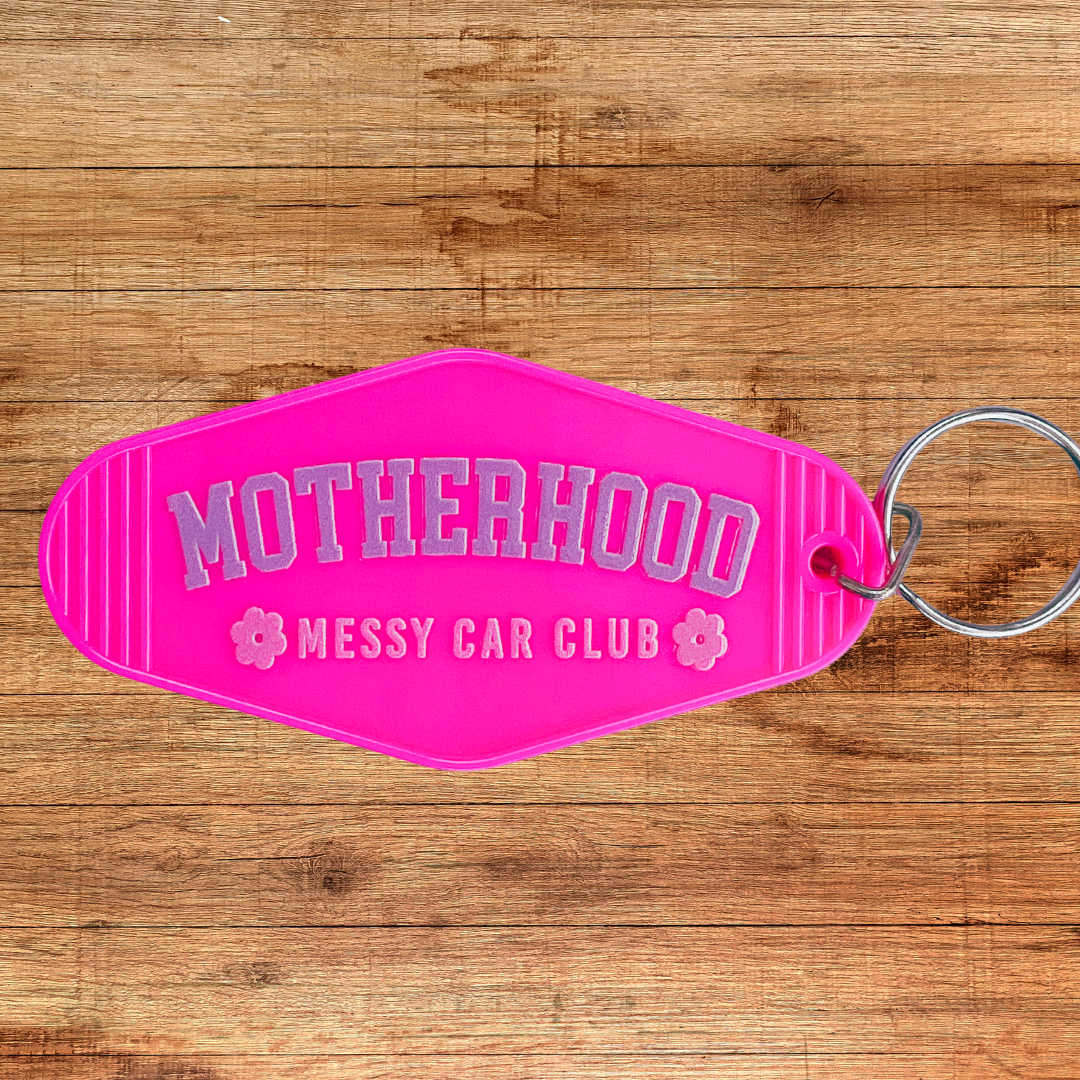 Motherhood Messy Car Club Motel Keychain