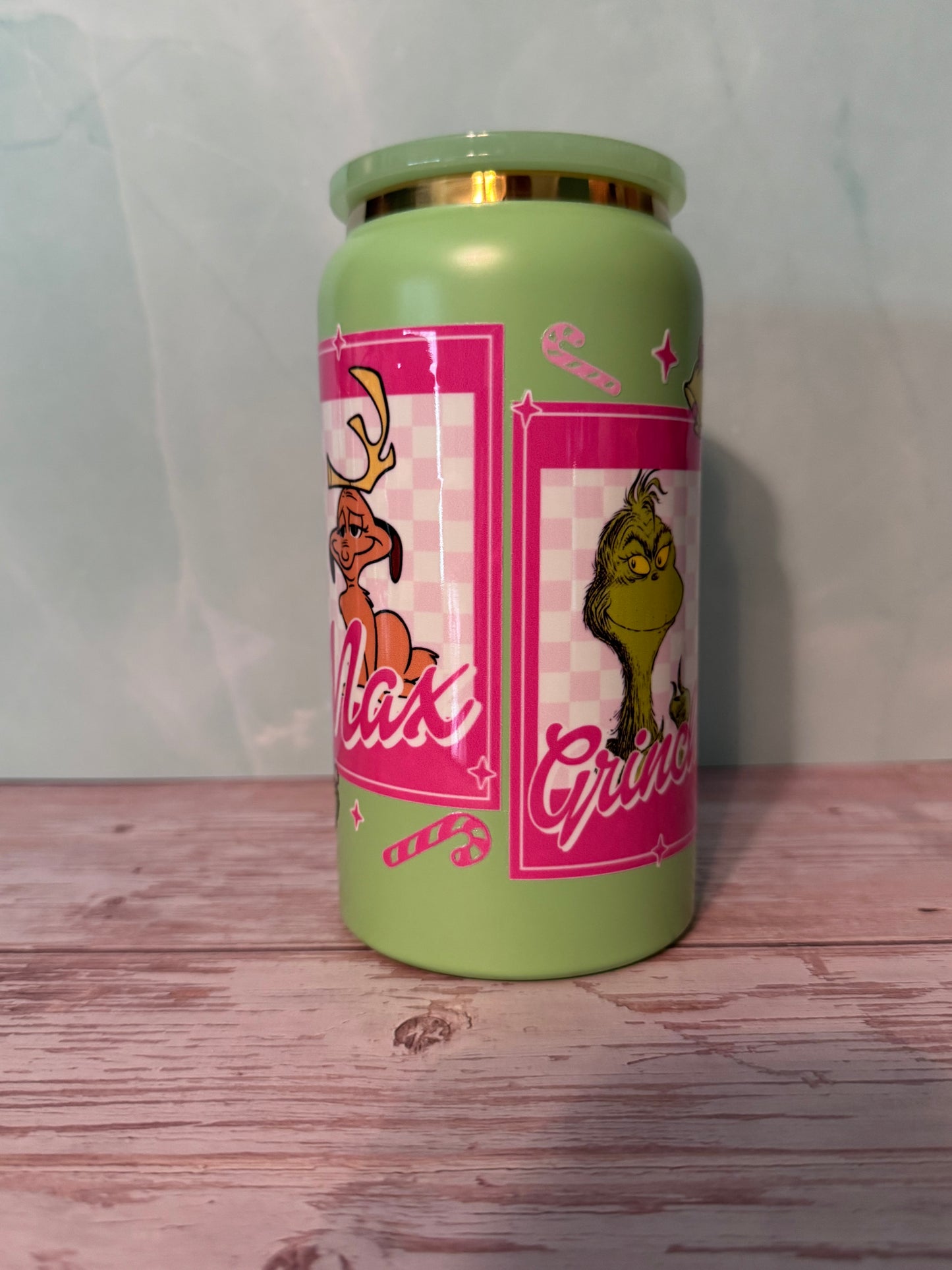 Pink Grinch Stainless Steel Can Cup