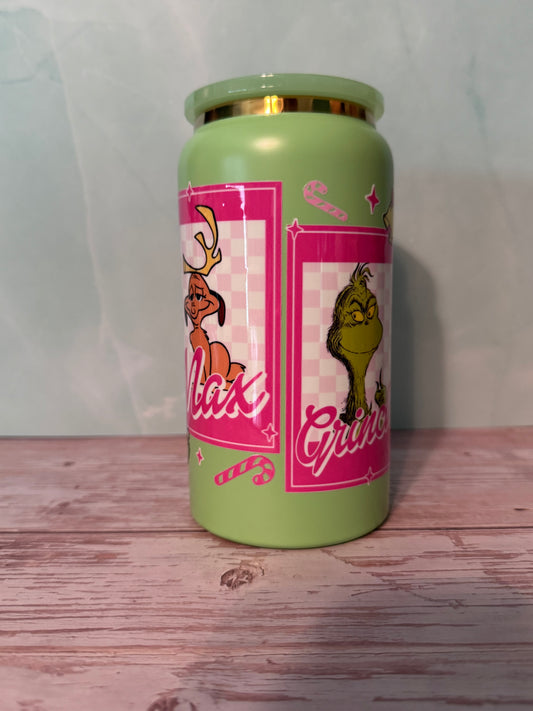 Pink Grinch Stainless Steel Can Cup