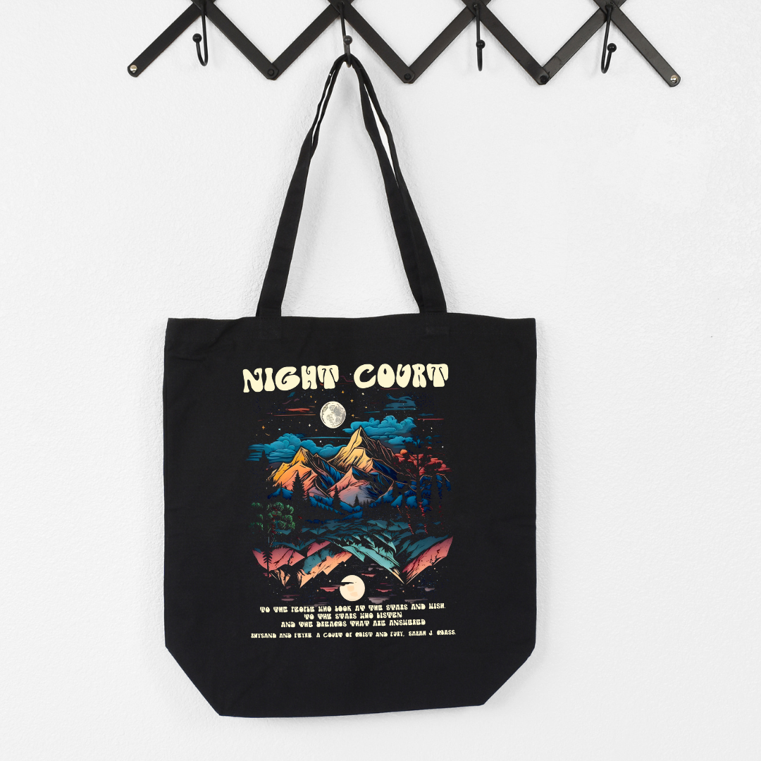 Night Court Black Tote Bag Vibrant Colors